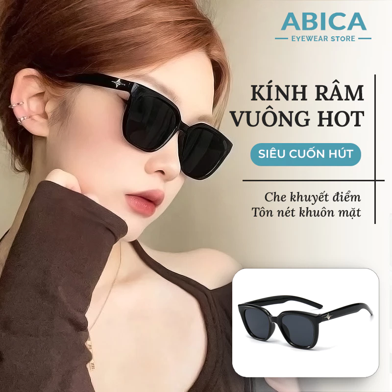 Kính mắt râm mát nam nữ mắt kính vuông thời trang Hàn Quốc phong cách cool ngầu chống tia UV400 đẹp ABICA 336
