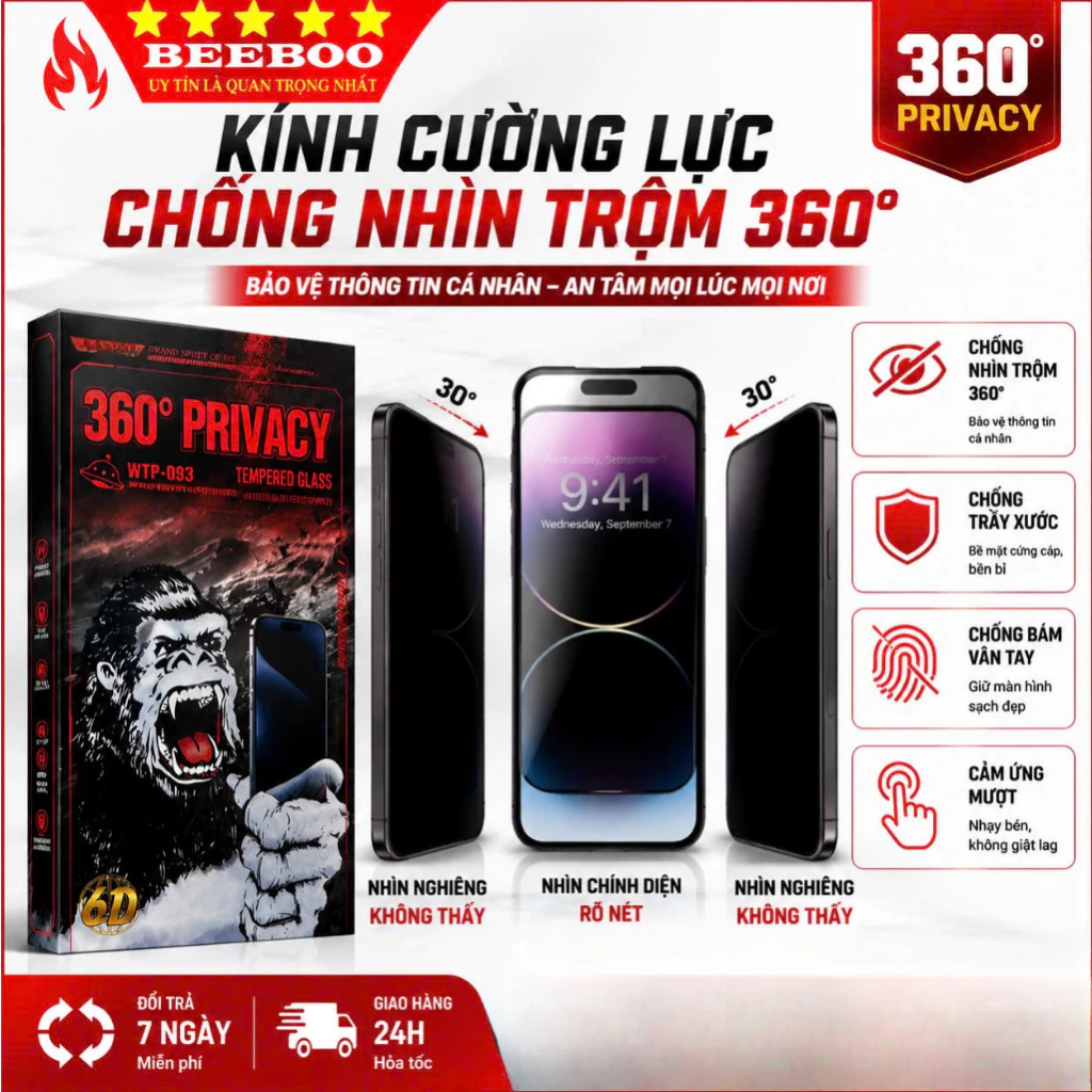 Cường lực iphone chống nhìn trộm 360 độ 17 pro max 16 pro max 15 pro max 14 pro max 13 promax 12 promax 11 prm  xs x xr