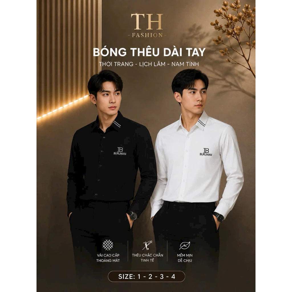 Áo sơ mi nam TH thêu họa tiết đẹp hot trend bán chạy nhất