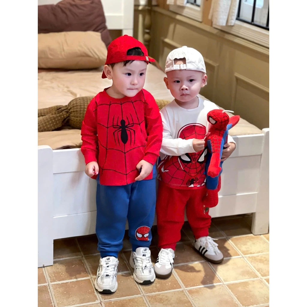 Bộ quần áo thu đông bé trai, set bộ bé trai siêu nhân nhện, Spiderman 7-27kg Tom Baby Kids THU-050-CT