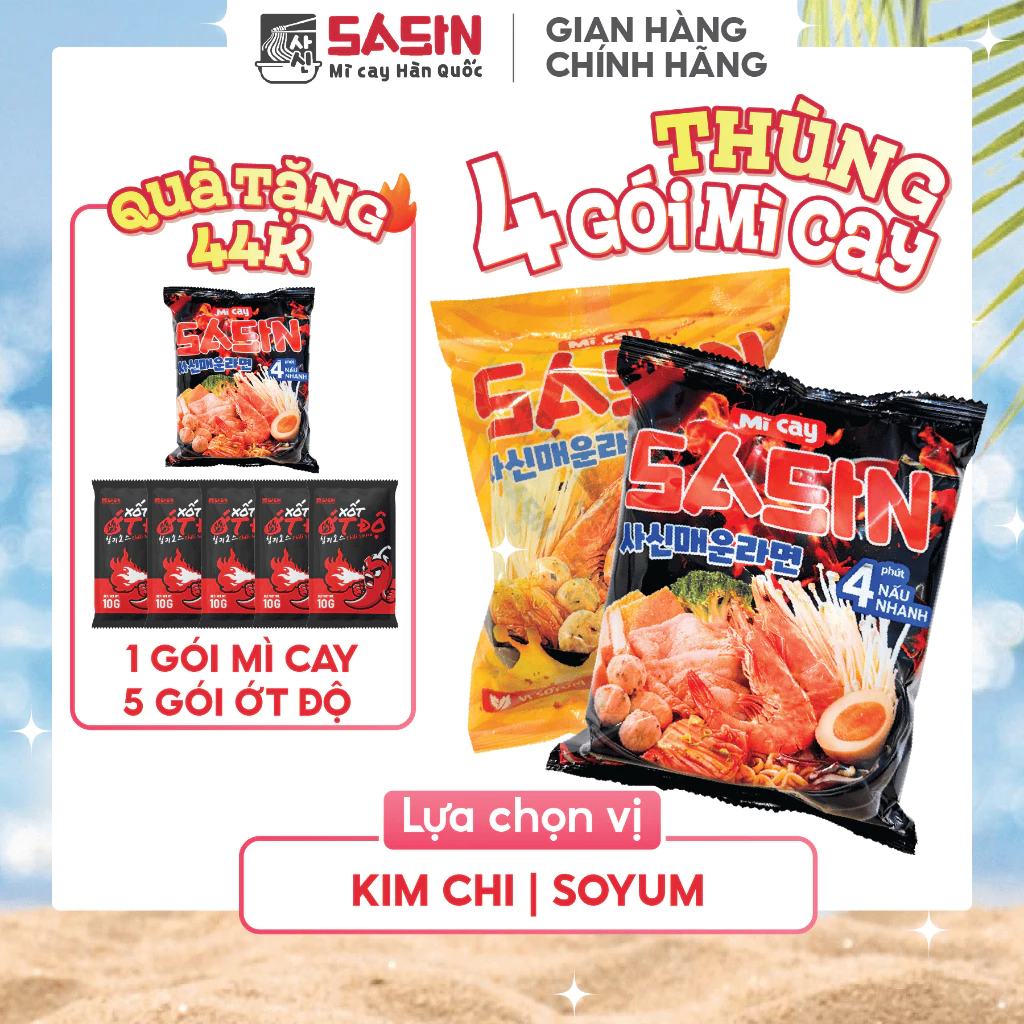 [KOL][THÙNG 4 TẶNG 1] Mì Cay Sasin (Thùng 4 gói)_(Chọn vị)