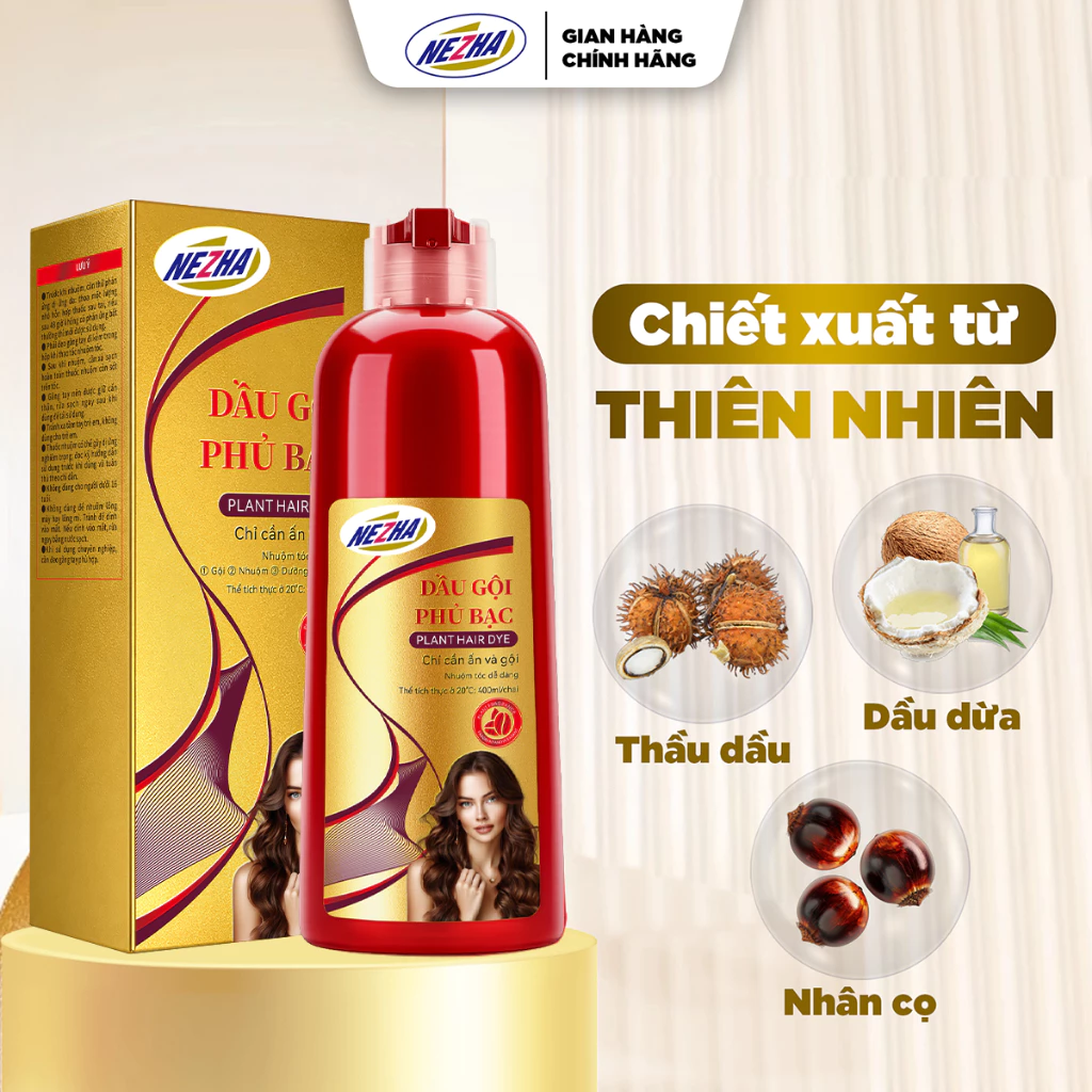 [HÀNG MỚI] Dầu Gội Phủ Bạc Đen Tự Nhiên Việt Nam Giữ Màu Lâu Thảo Dược NEZHA không gây khó chịu trên da.