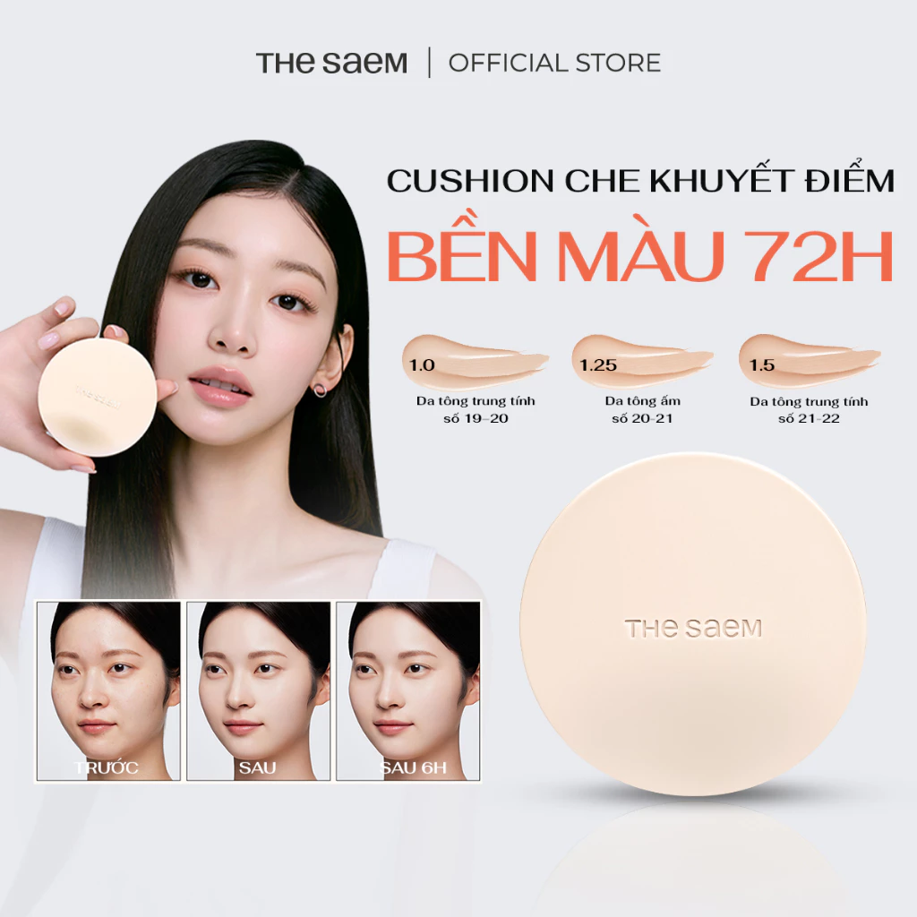 [THE SAEM - LIMITED] Phấn Nước Che Khuyết Điểm Tự Nhiên Lâu Trôi Bền Màu Cover Perfection Concealer Cushion Renew 12g