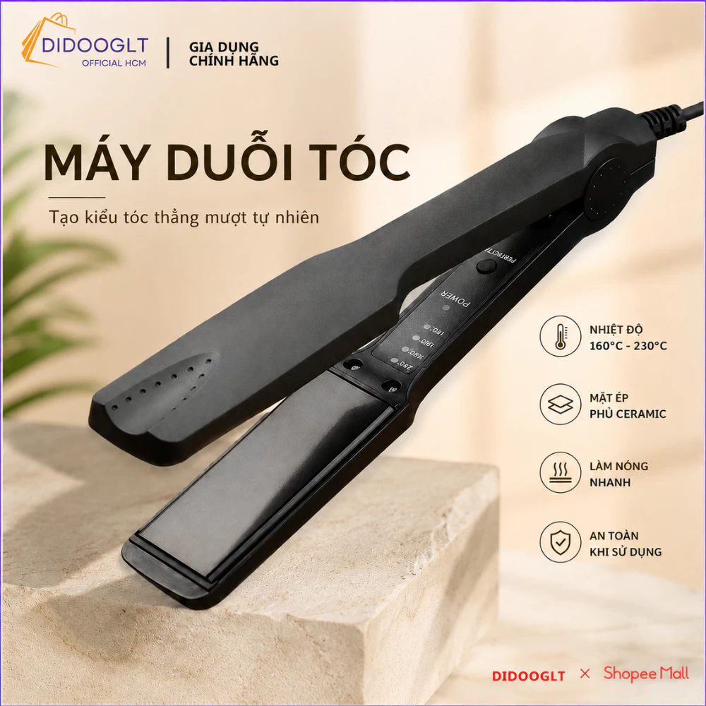 Máy Ép Duỗi Tóc Didooglt Bản To Điều 4 Mức Chỉnh Nhiệt, Là Thẳng Tóc, Tạo Kiểu Dễ Dàng