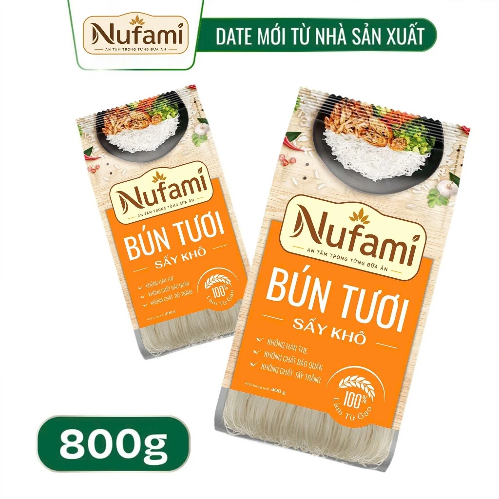 Combo 2 Túi Bún Tươi Sấy Khô - Chính Hãng Nufami - Túi 400gr
