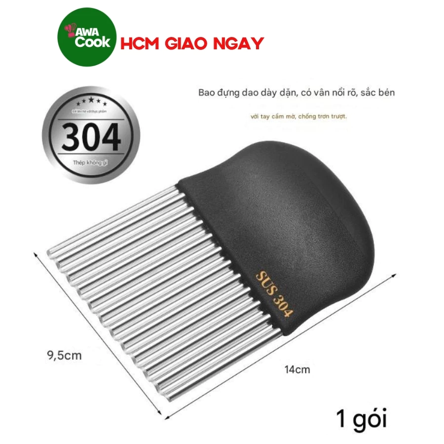 Dao cắt lát sóng củ quả INOX 304 cao cấp bảng to cầm chắc tay - dao tạo hình lượn sóng trang trí