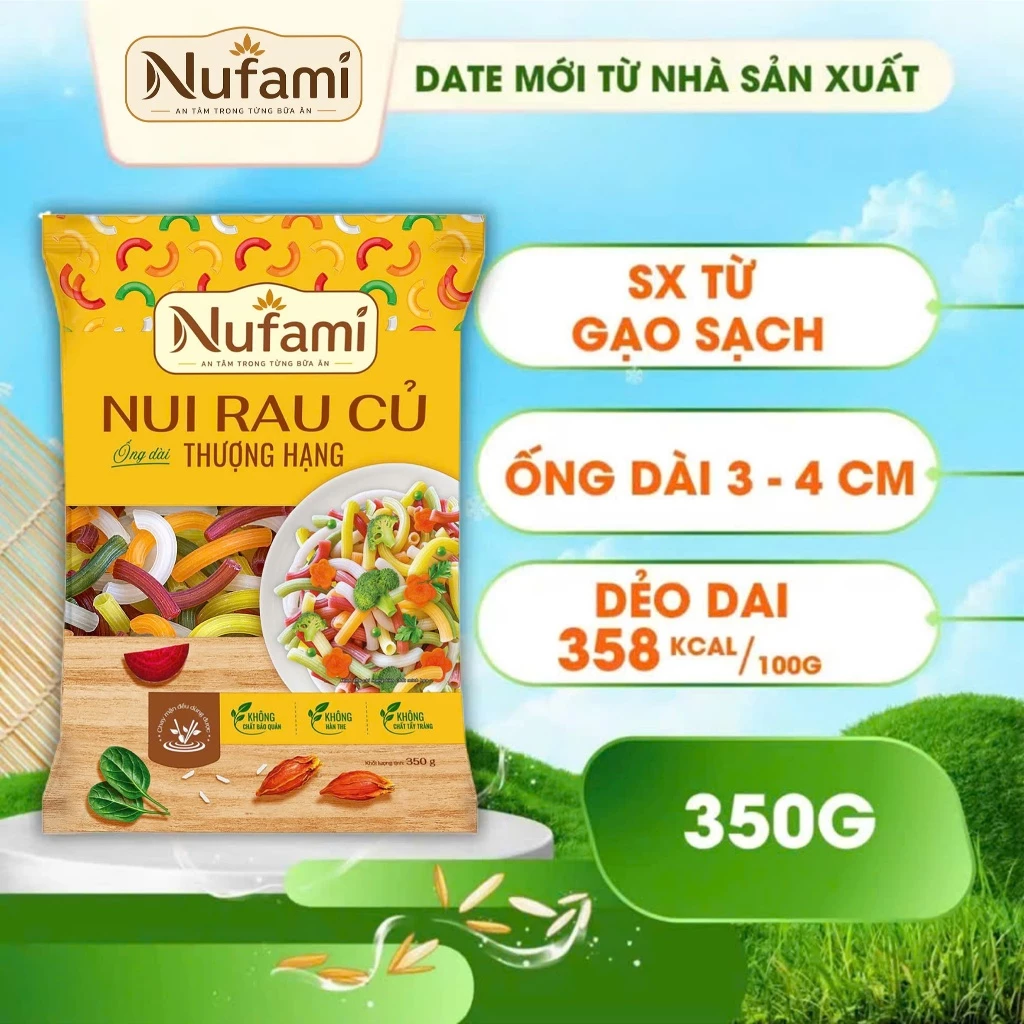 Nui Rau Củ Quả Ngũ Sắc Eat Clean Giảm Cân Ăn Kiêng Nufami - Túi 350gr