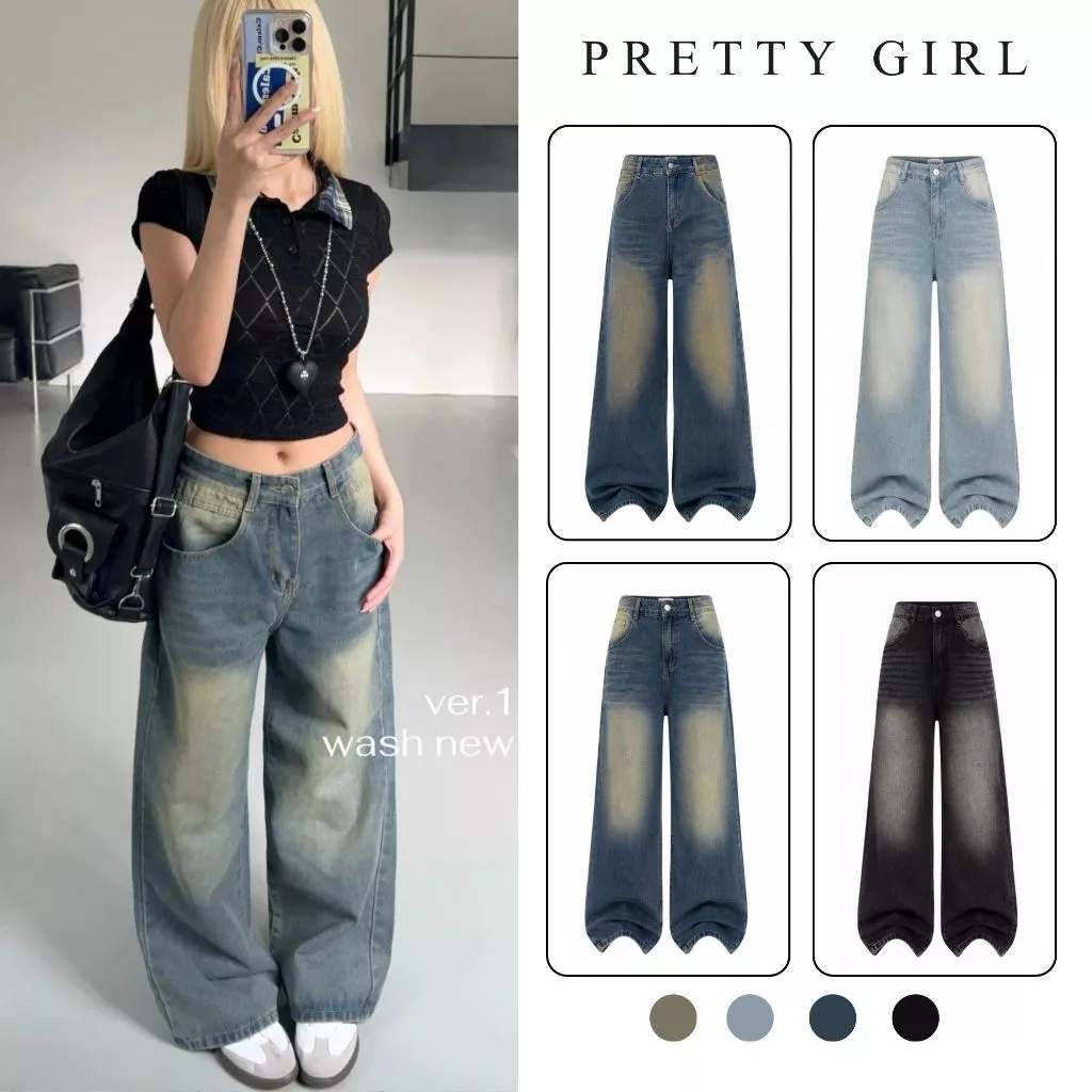 Quần Jean Nữ Ống Suông Rộng JSRG Tôn Dáng Cạp Cao Form Unisex Nam Nữ