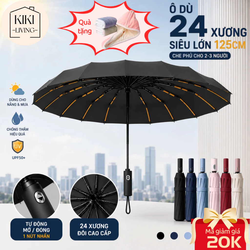 [Có sẵn]Ô dù Ô che mưa Ô che nắng Ô tự động Ô gấp gọn Tự Động Nút Bấm Chống UV Chống Nước Cỡ Lớn Tán Rộng Có quà tặng