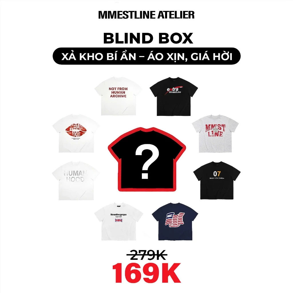 [BLIND BOX] Áo thun MMESTLINE ngẫu nhiên form Boxy chất liệu Premium Cotton in lụa trame