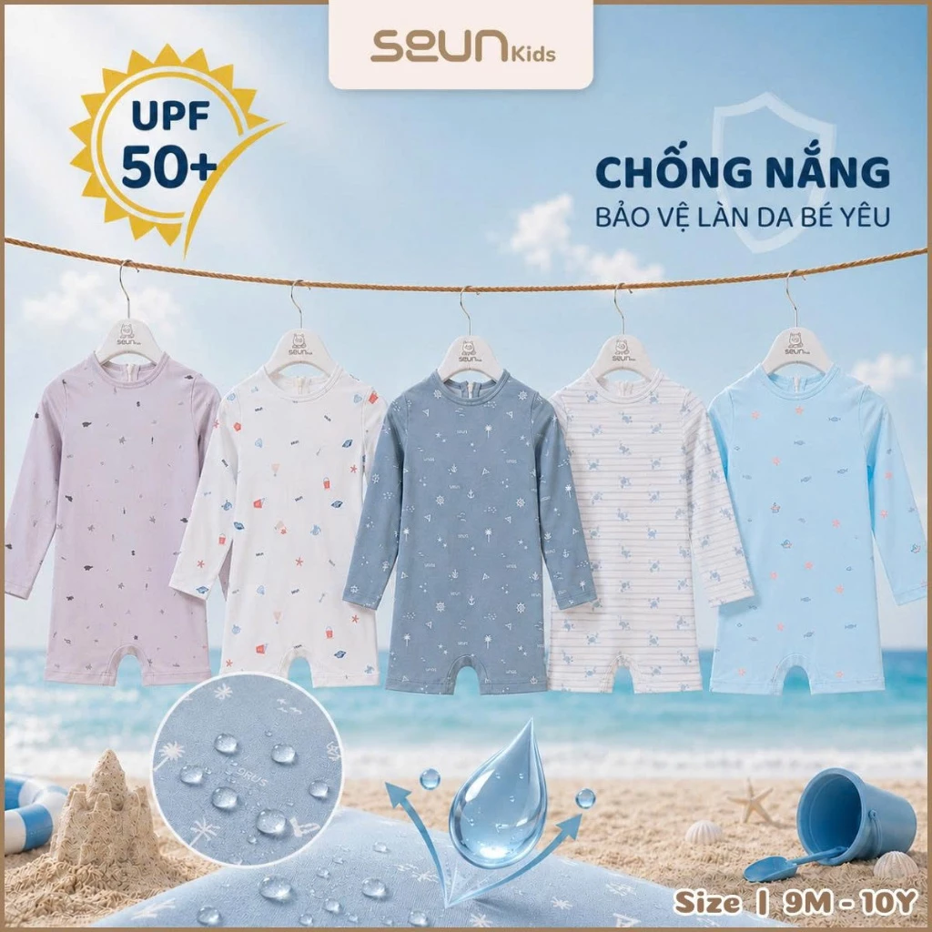 | SEUN KIDS | Đồ bơi bé trai bé gái chống nắng UPF50+ mềm mướt co giãn tốt 8–35kg đồ bơi trẻ em đi biển đi bơi