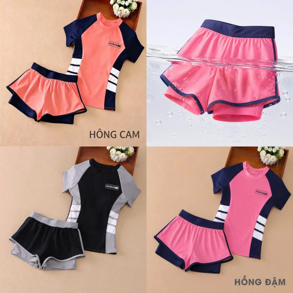 Bộ Bơi Cho Bé Gái Bé Trai Size Đại 50kg Chất Lạnh Tắm Loại 1 - Sét Đồ Đi Biển Cho Mẹ Và Bé - Bộ Bơi Trẻ Em Hurun