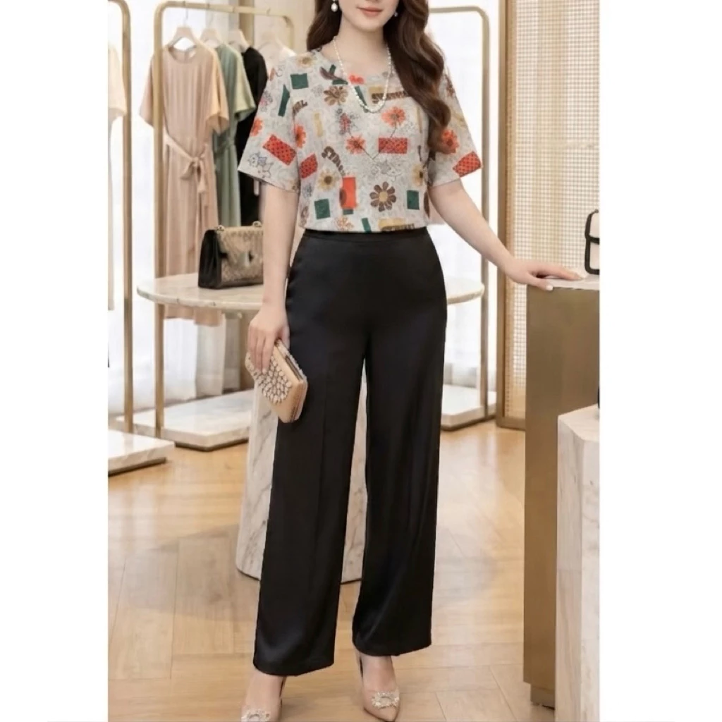 Áo cotton thun giấy tay ngắn hoạ tiết đính đá cao cấp cổ tròn và cổ tim 55-65 kg mặc đẹp