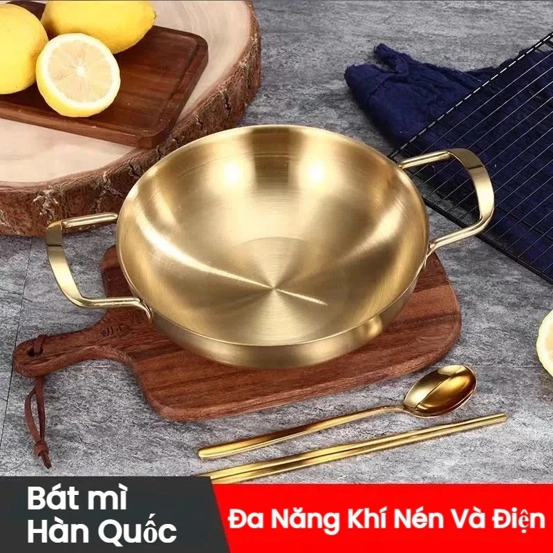 Nồi Mỹ Cay Mini 20cm Bằng Thép Không Gỉ Hàn Quốc Chịu Nhiệt Tay Cầm Chắc
