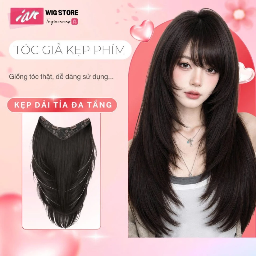 Tóc Giả Kẹp Phím Dải Liền Mảnh Cao Cấp - Tóc Giả Kẹp U Tỉa Cụp Đa Tầng Layer Tự Nhiên Như Tóc Thật IAN WIG