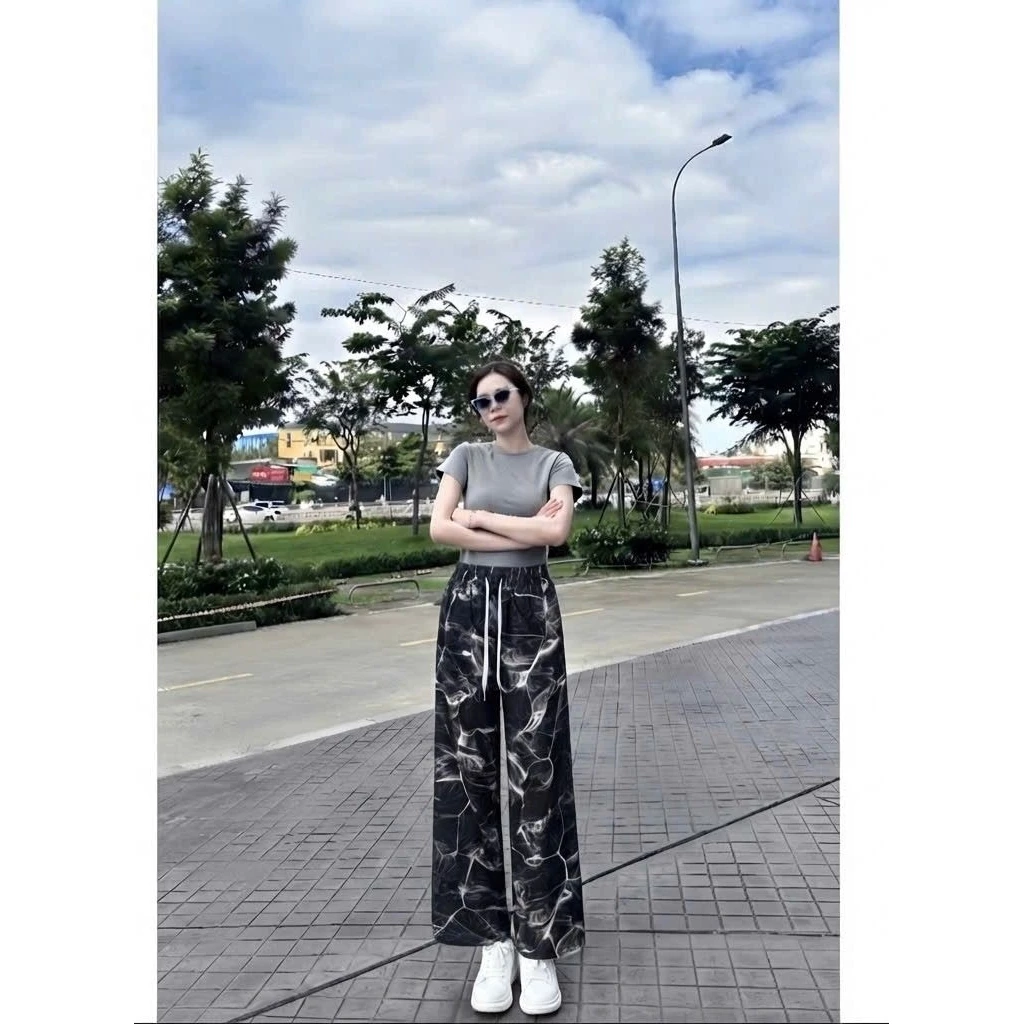 Quần mango ống suông , hoạ tiết vân đá 50_65 kg mặc xinh