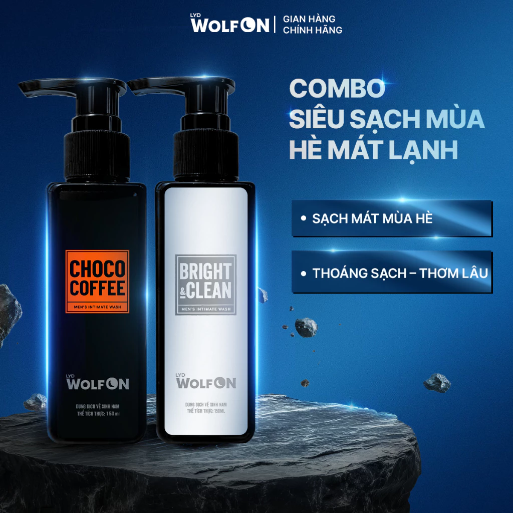 Combo Dung Dịch Vệ Sinh Nam 150ml LYD Wolf ON, Làm Sạch, Thơm, Thoáng Mát Cả Ngày