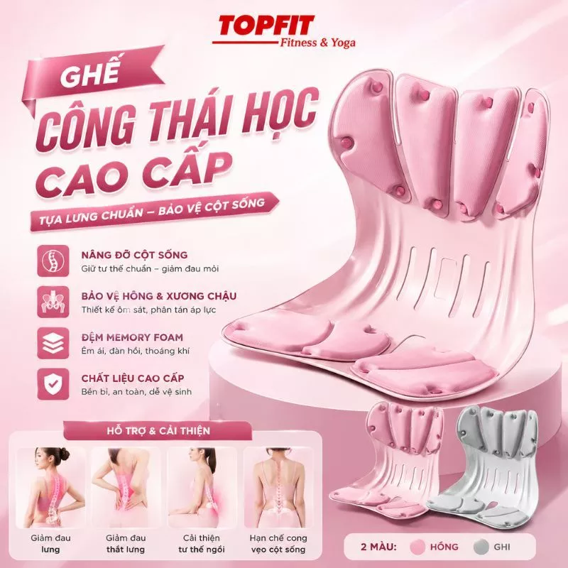Ghế Công Thái Học TOPBODY Cao Cấp - Điều Chỉnh Tư Thế Ngồi, Chống Gù Lưng, Giảm Đau Lưng, Hỗ Trợ Cột Sống - GHETH01