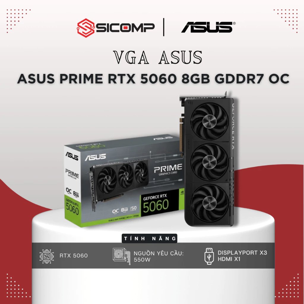 [FULL VAT] VGA ASUS PRIME RTX 5060 8GB GDDR7 OC, CHÍNH HÃNG 3 NĂM