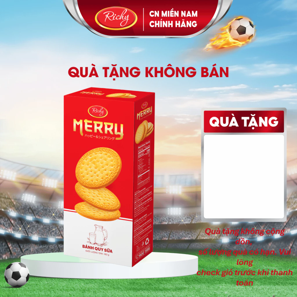 [ QUÀ TẶNG KHÔNG BÁN] Bánh Merry sữa 160g, date t3/2027