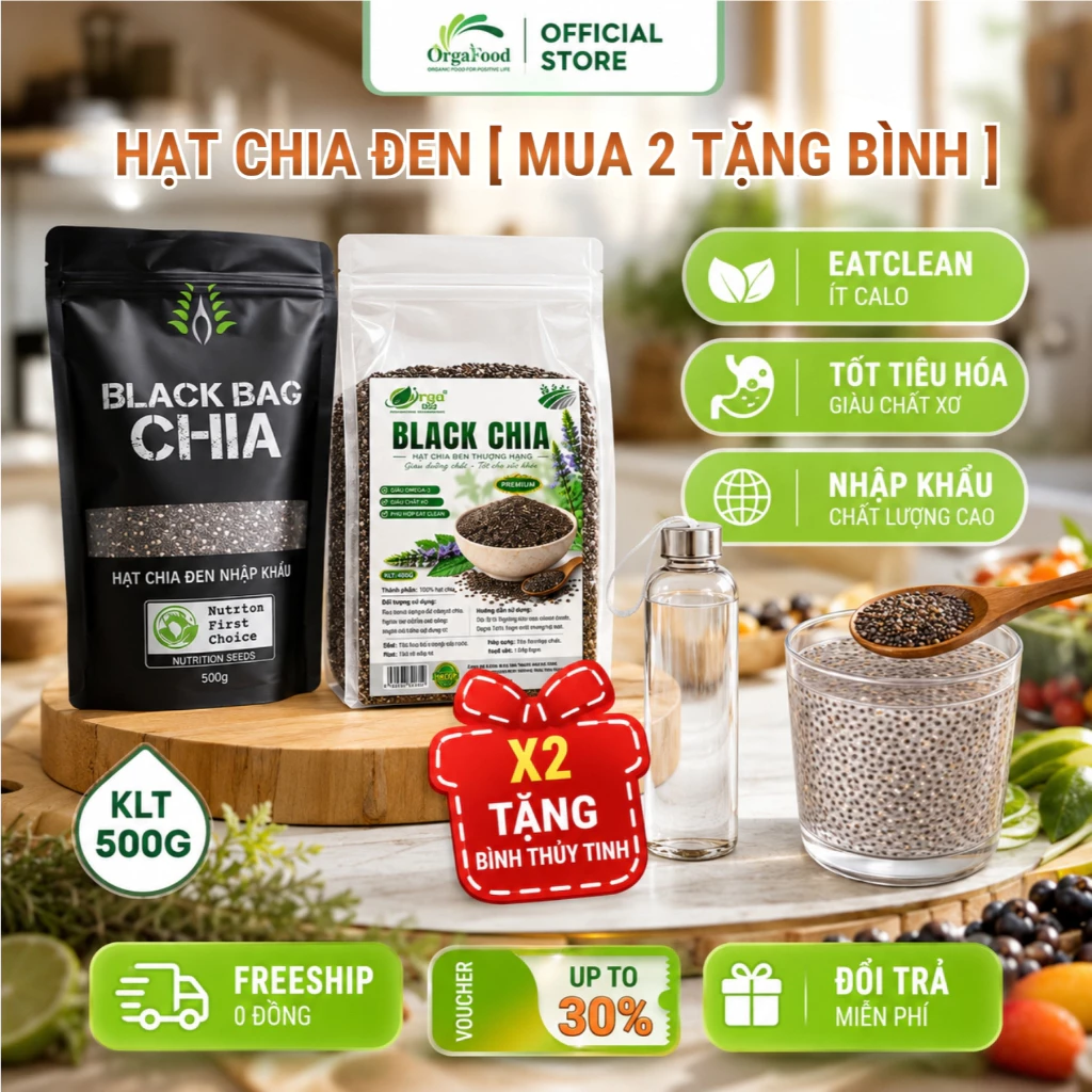 Hạt chia đen hàng nhập khẩu bịch Black Bag Chia Eatclean giảm cân cho người ăn kiêng