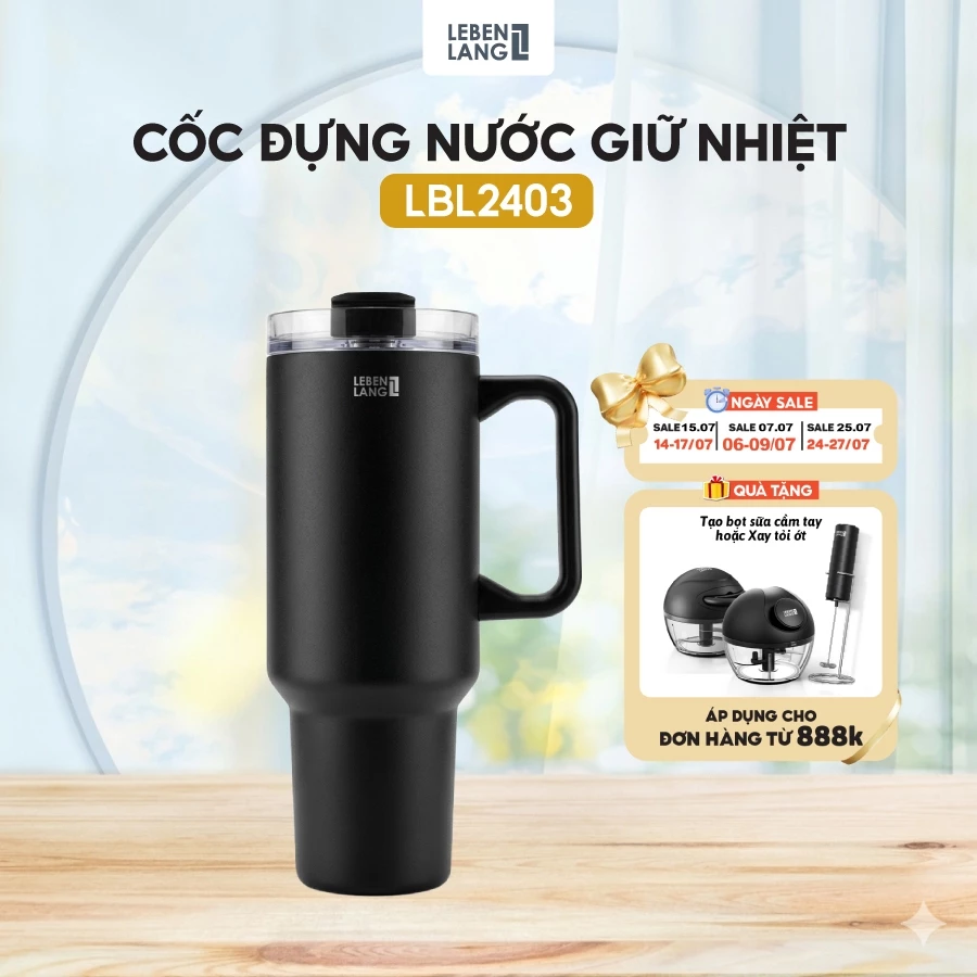 Ly Giữ Nhiệt Lebenlang LBL2403 (1300ml) - Inox 304, Giữ Nhiệt Trên 8H, Có Quai Cầm Tiện Lợi