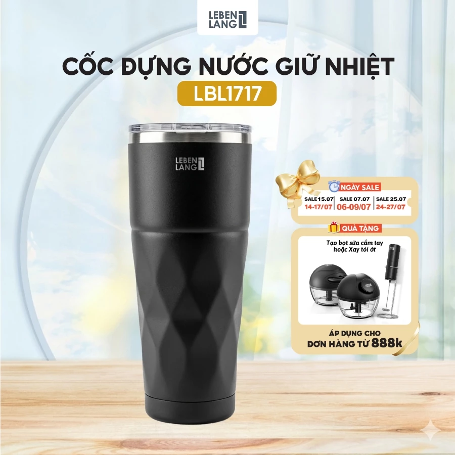 Cốc Giữ Nhiệt Lebenlang LBL1717 (900ml) - Inox 304, Giữ Nhiệt Trên 6H, Tiện Lợi Cho Ô Tô