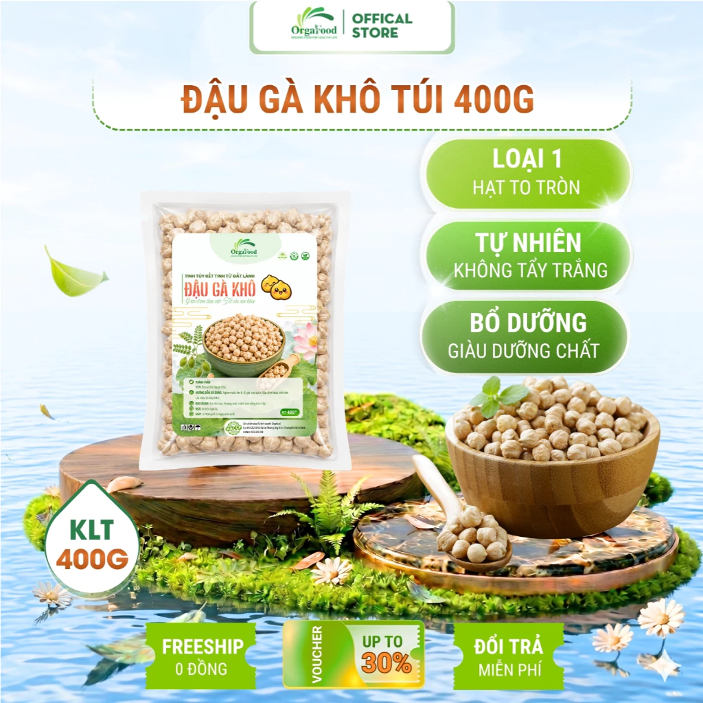 Đậu Gà Khô Orgafood 400g - Đậu Gà Nguyên Hạt Nhập Khẩu, Giàu Đạm Thực Vật, Healthy, Salad, Eat Clean
