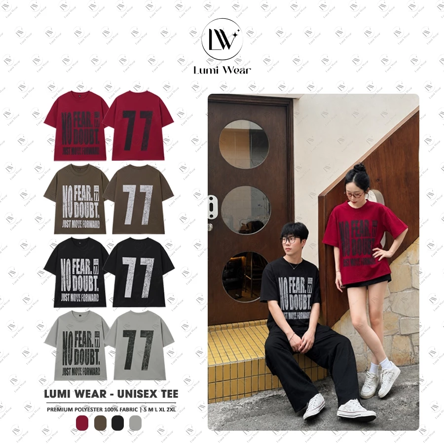Áo Thun Phom Boxy Lumi Wear Unisex Áo Phông Nam Nữ Cổ Tròn In 2Mặt Chất Polyester 77 Basic Hot Trend