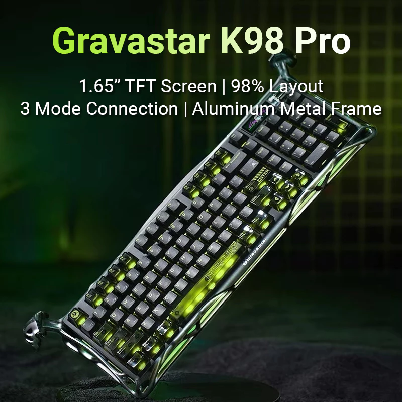 Bàn Phím Cơ GravaStar Mercury K98 Pro - Layout 98% dual 8K - Màn hình TFT 1.65 inch, 3 Chế Độ Kết Nối