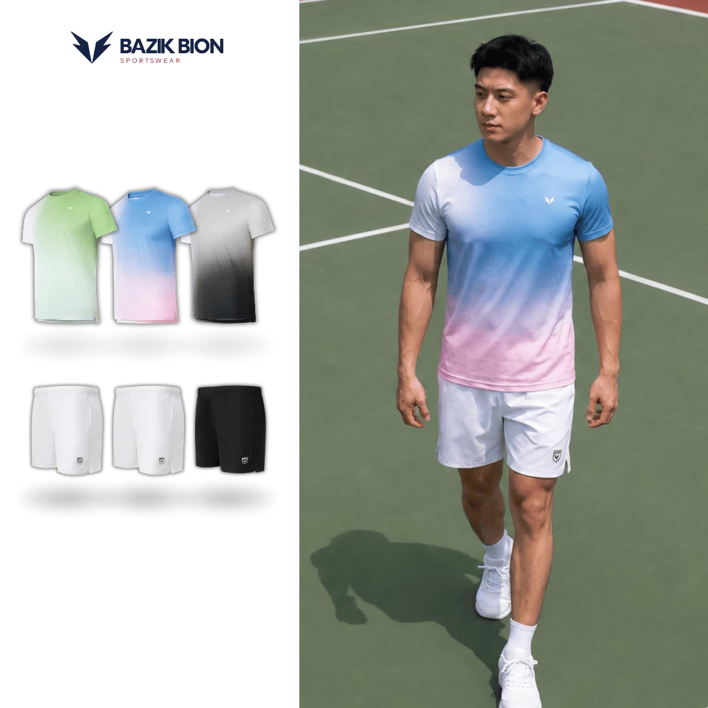 Áo Thun Thể Thao Nam BAZIK Pickleball SMASH 01 Siêu nhẹ, Thấm hút, Nhanh khô, Thoải mái vận động - A37