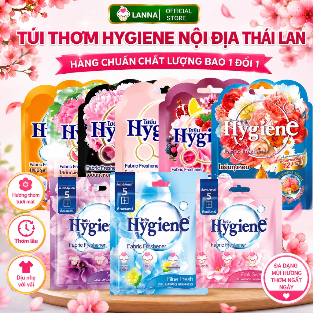 【HÀNG NỘI ĐỊA THÁI LAN】Túi Thơm Hygiene Khửi Mùi Tủ Quần Áo, Xe Ô Tô, Balo, Tủ Đồ,... 9 Mùi Hương