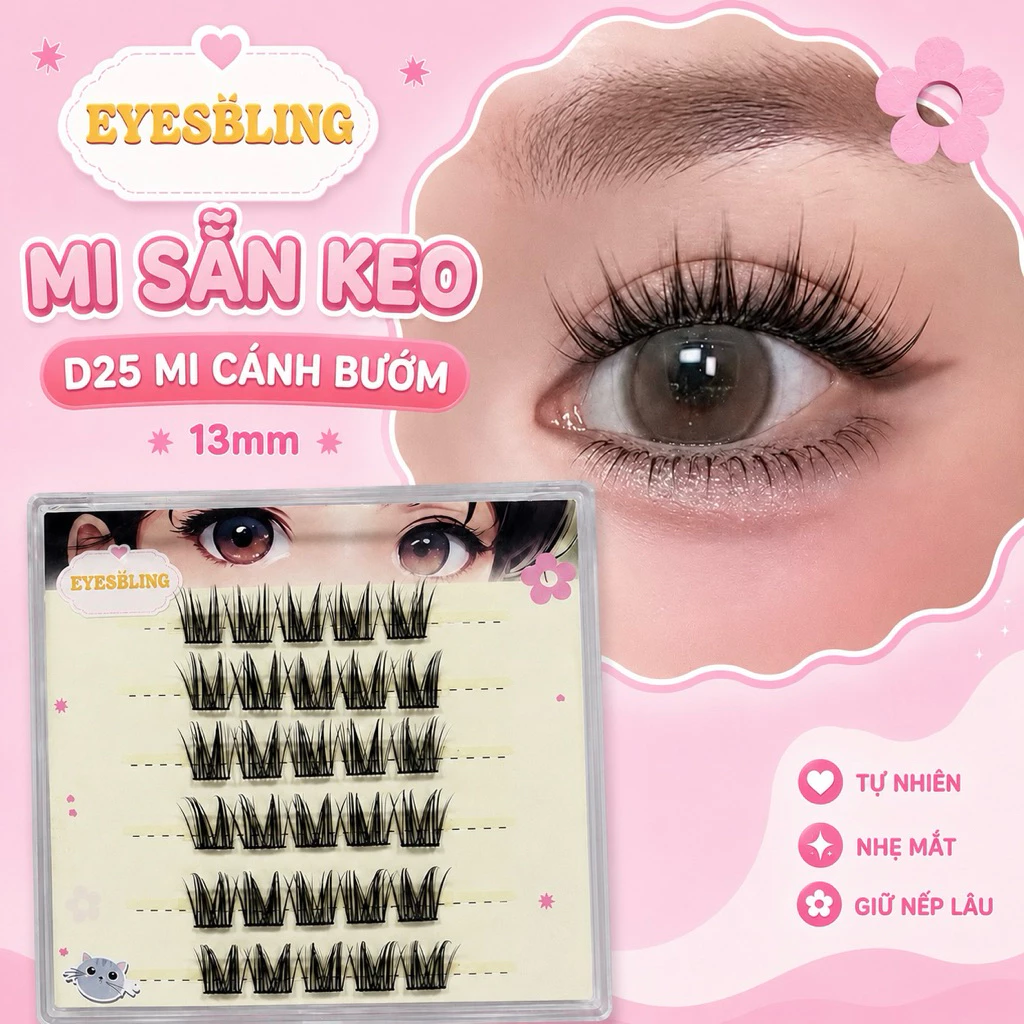 Mi giả sẵn keo Eyesbling tái sử dụng được tặng nhíp cho đơn từ 2 hộp