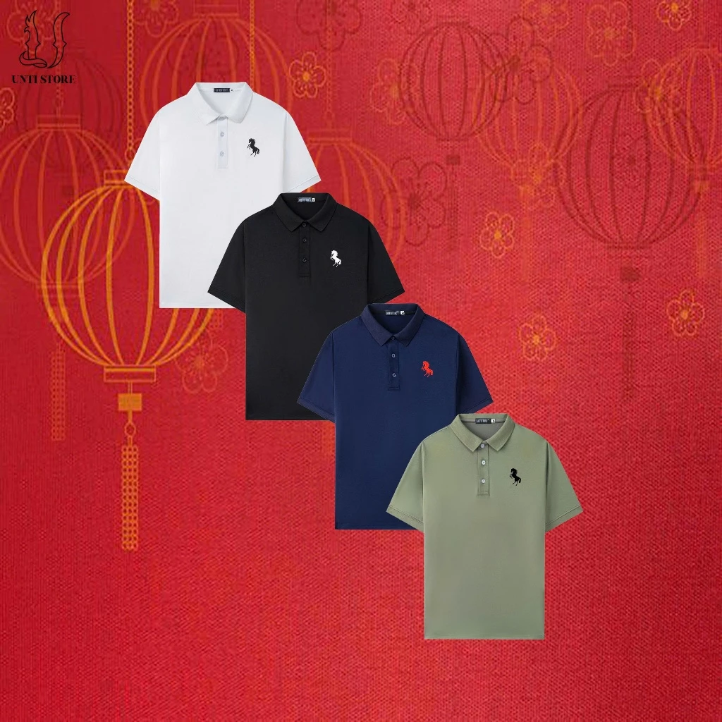 Combo 3 Áo polo Nam Nữ thêu logo hình ngựa, cotton, cao cấp - Unti Store - BH18