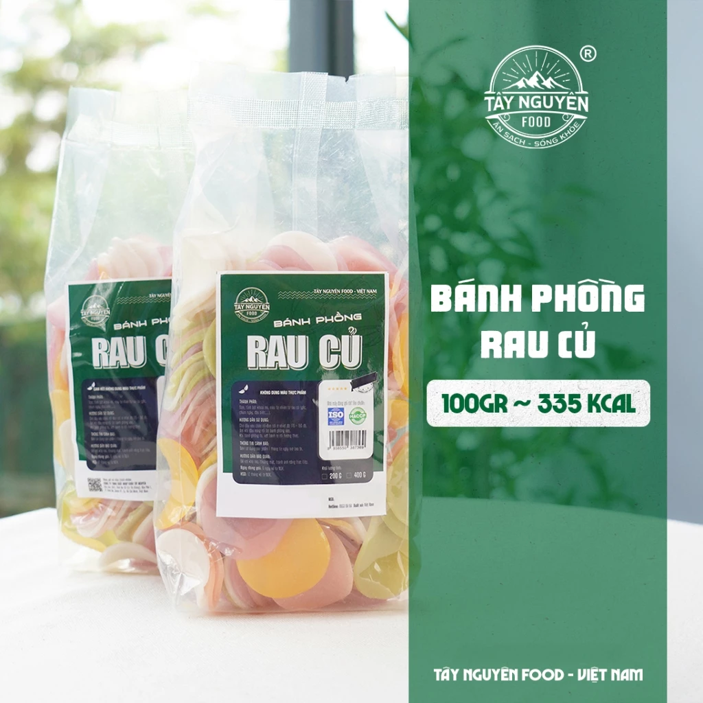 Bánh phồng rau củ & gạo lứt nguyên chất Tây Nguyên Food - Việt Nam túi 200g