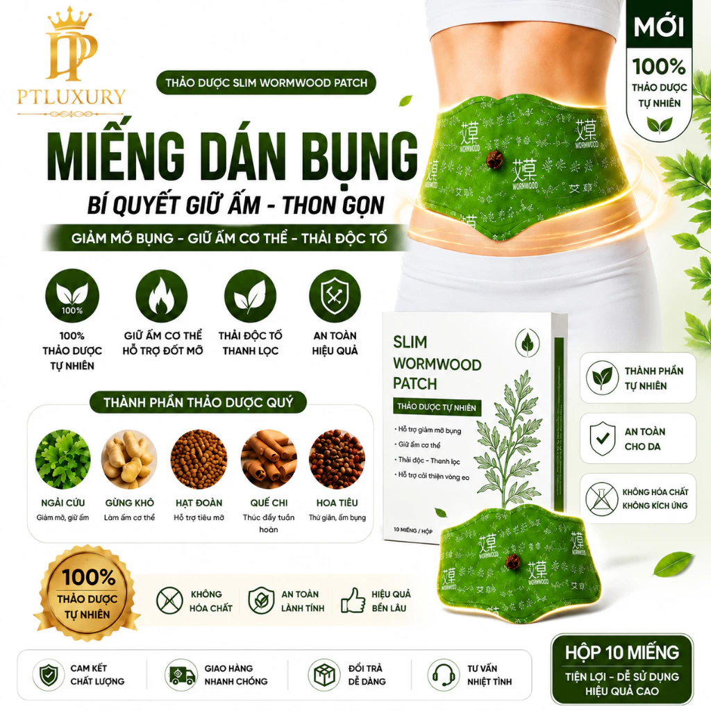 Miếng dán thảo dược giảm béo , giảm đau bụng kinh [ 1 HỘP 5 MIẾNG ]