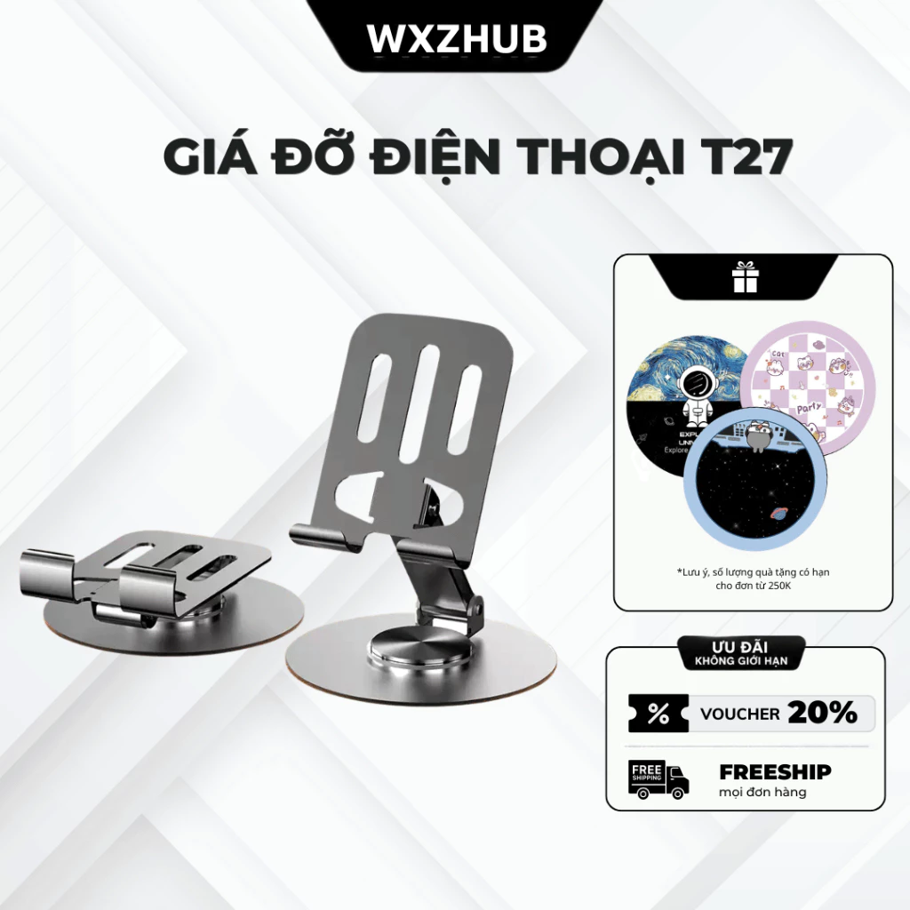 Giá Đỡ Điện Thoại Hợp Kim Nhôm Xoay 360 Độ, Giá Kê Điện Thoại Xem Phim, Gấp Gọn Tiện Lợi