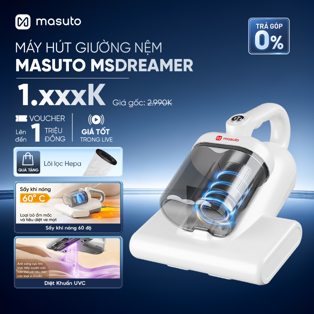 Máy Hút Bụi Giường Nệm Masuto MSDreamer - Máy Hút Bụi Cầm Tay Diệt Khuẩn UV…