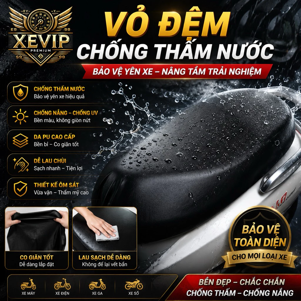 Bọc Yên Xe Máy Da PU Chống Nước Co Giãn 4 Chiều Chống Trầy Xước Chống Nóng Yên Xe Máy Xe Điện Tháo Lắp Dễ Dàng