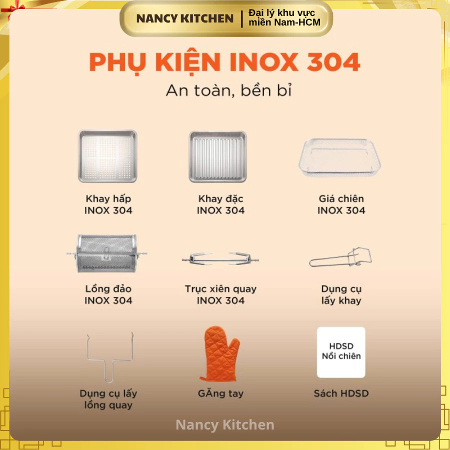 [Chính hãng] Phụ kiện tặng kèm không bán nồi chiên hơi nước