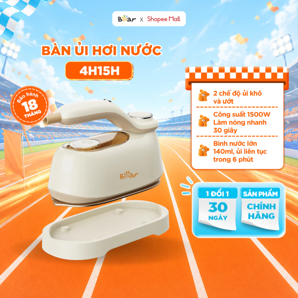 Bàn Ủi Hơi Nước Cầm Tay Bear Bàn Là Ủi Nhanh Tiết Kiệm Điện IR-4H15H