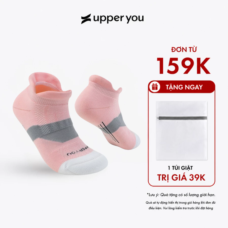 Tất Vớ Thể Thao Nữ Chạy Bộ 3-21Km Cổ Ngắn UPPER YOU Light Cushion Dày Dặn Êm Ái Thoáng Khí Ma Sát Tốt - SPM2002