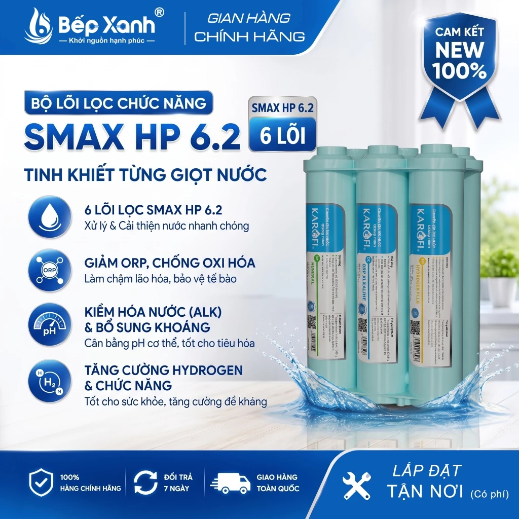 Karofi HP 6.2 - NEW 2026 | Bộ 6 lõi lọc Karofi Smax hiệu suất cao HP 6.2 - Lắp cho máy KAQ-U05, KAQ-U95, KAD-D66