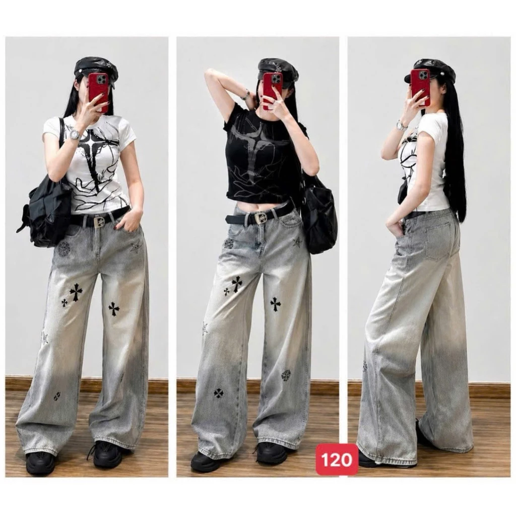 Quần jean suông mẫu mới không kén dáng, quần jean ống rộng 30cm chất bò không co giãn MS062 [S - XL]