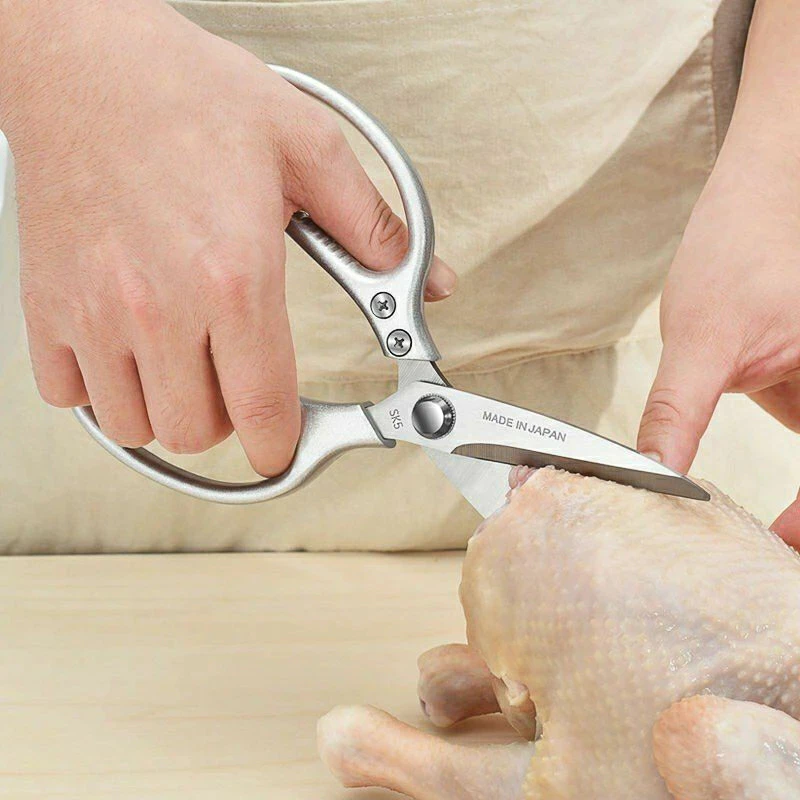 Combo Kéo thép đúc toàn thân, kéo cắt gà đa năng SK5 lưỡi thép không gỉ sắc bén, cắt dễ dàng