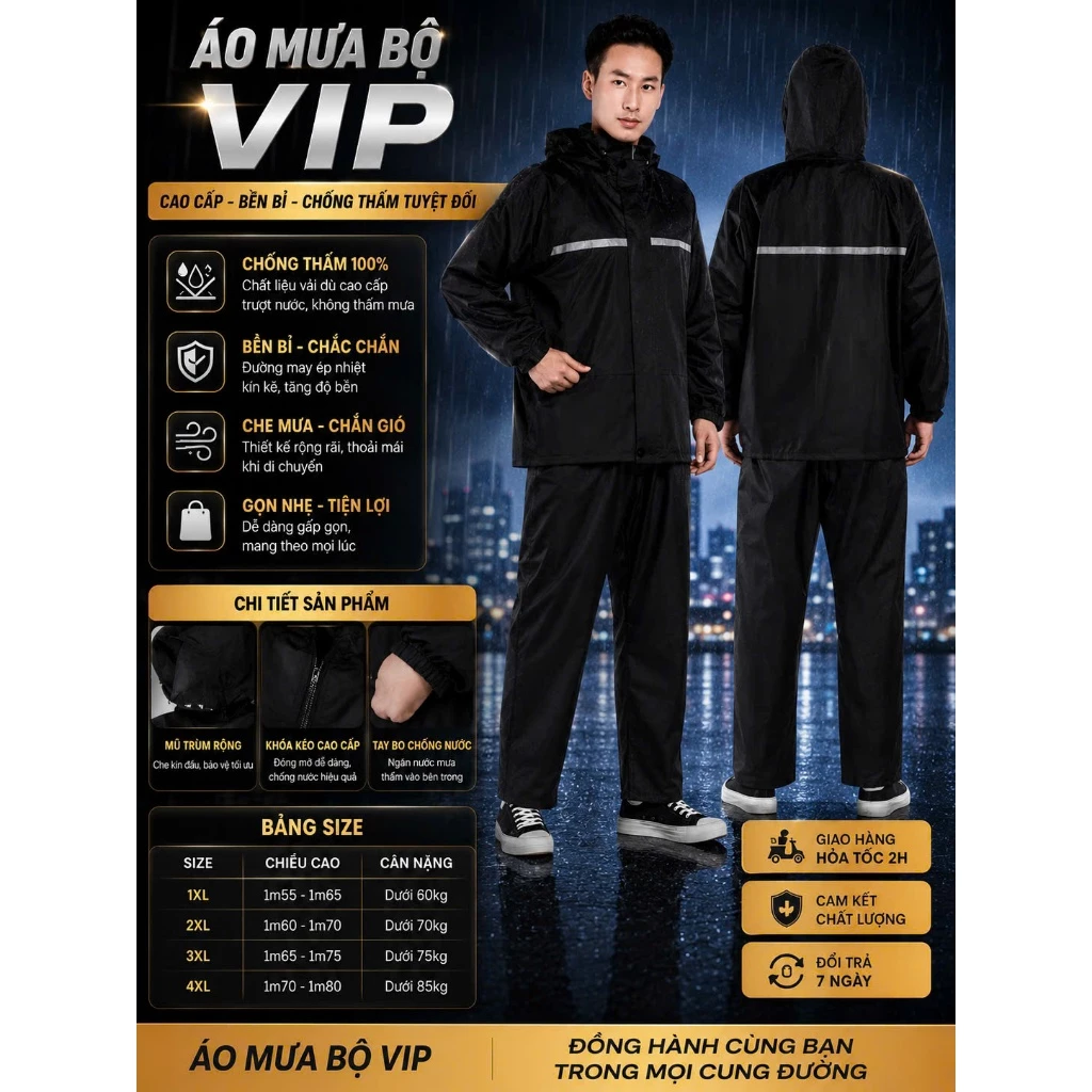 Bộ áo mưa và quần đi mưa víp vải pvc boly chống nhăn chống mưa toàn thân bộ áo mưa ngoài trời thời trang dành cho nam nữ