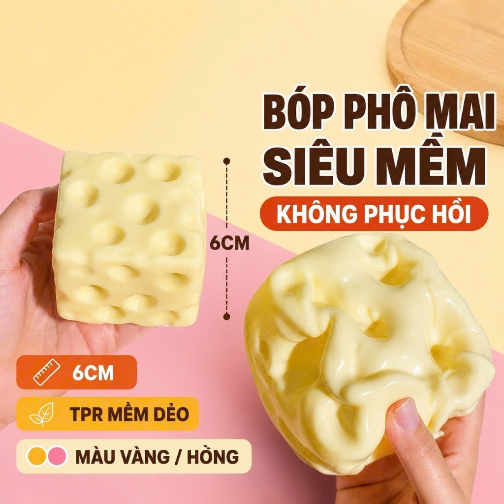 Squishy Phô Mai Vaselin Giảm Stress ,TPR Mềm Lõi Vaseline ,Không Phục Hồi,Giảm…