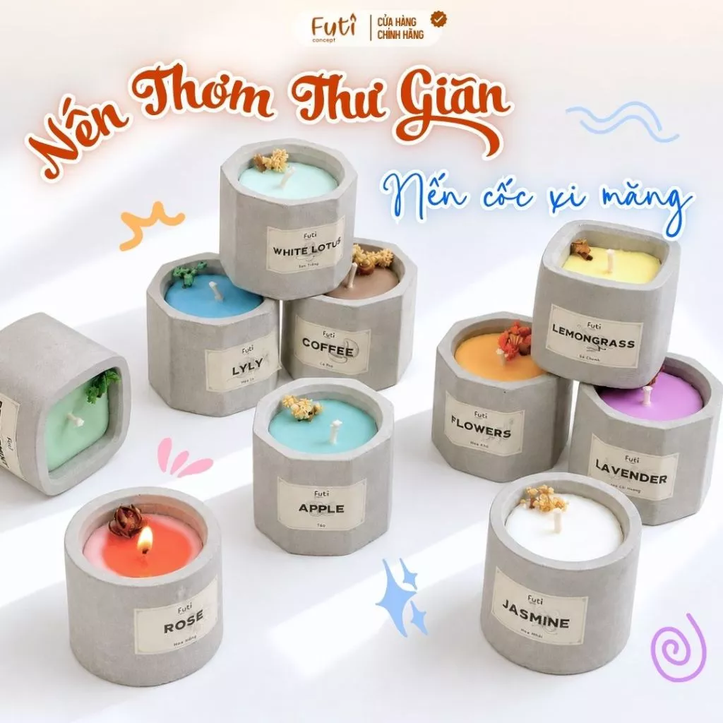 Nến Thơm Cốc Xi Măng Mini –C andle Cup Thiên Nhiên, Hương Dịu Nhẹ, Quà Tặng Ý Nghĩa