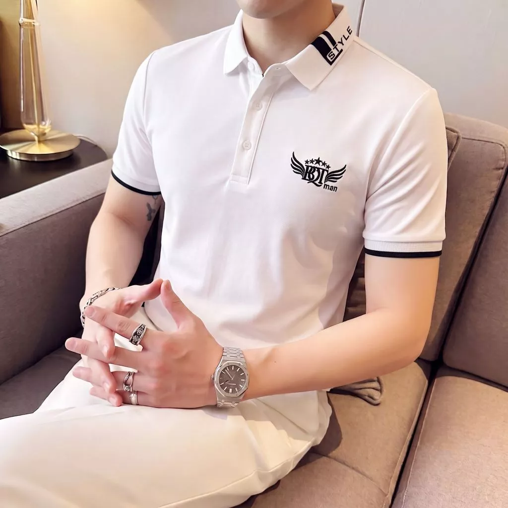 Áo polo nam  chất vải cotton phối hoạ tiết  thêu logo  trẻ trung snag trọng mẫu-BQT77 SHOP