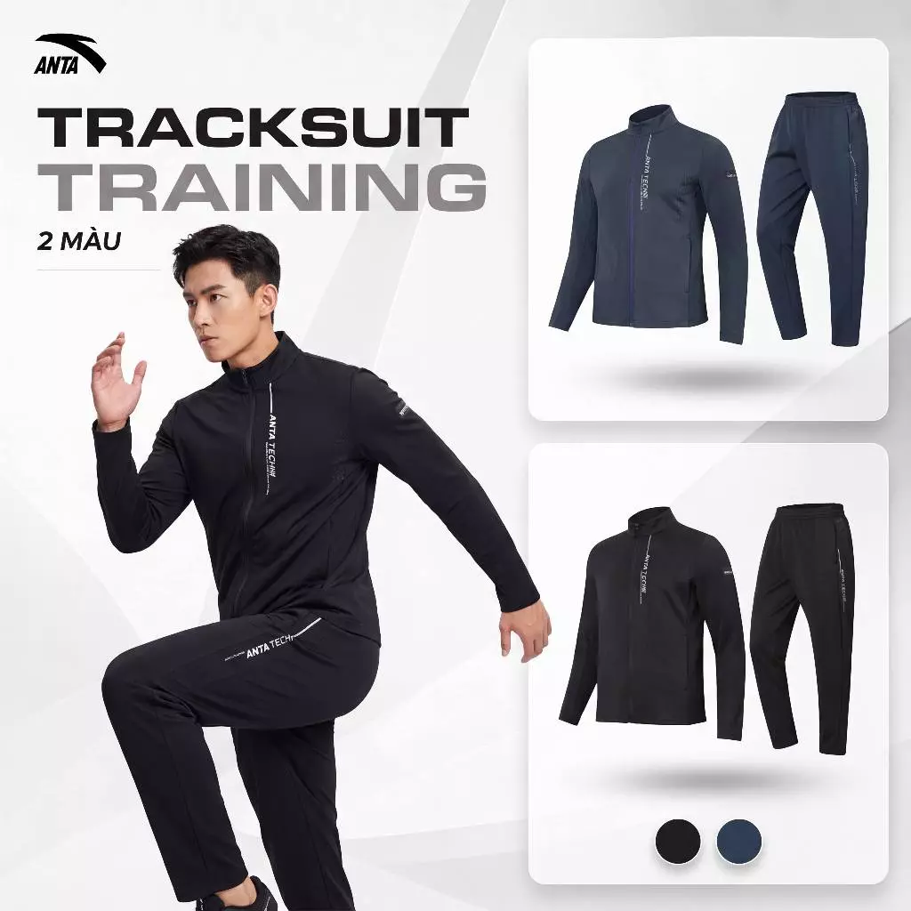Bộ gió ANTA Teck CHILL 01 vải thể thao ép nỉ dày dặn, form xuông size S - XXL Mensware thời trang